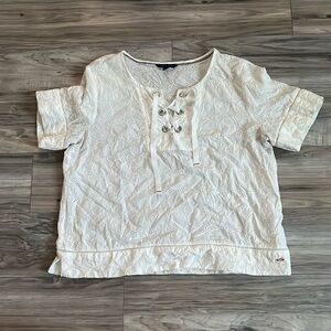 White lace up shirt - size XL